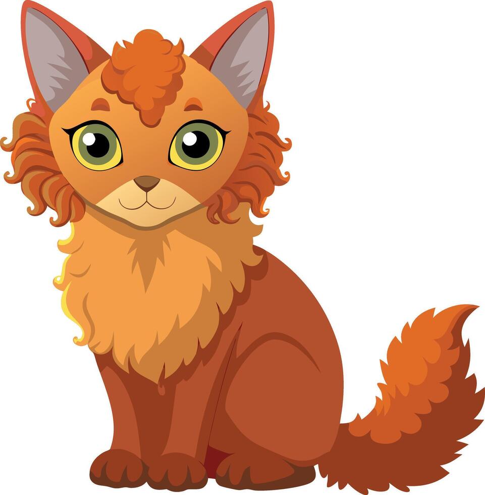A cartoon cat with orange fur and a pink nose is sitting on a white background vector