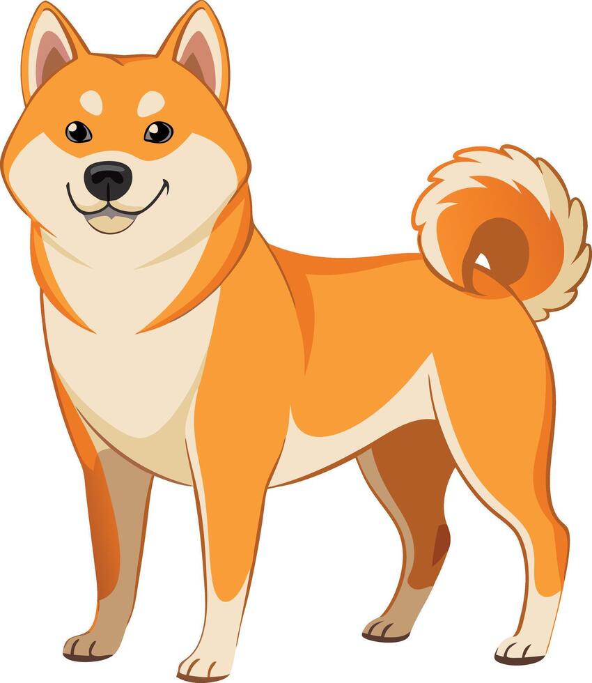 A cartoon dog with a fluffy tail and a big smile vector