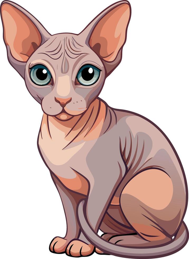 A cat with a pink face and a white body sits on a white background vector