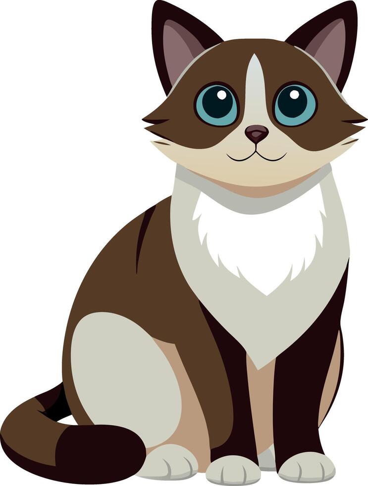 A cat with blue eyes is sitting on a white background vector