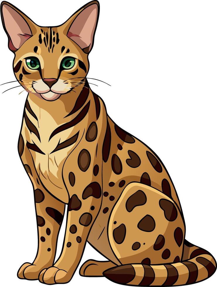 A cat with green eyes sits on a white background vector