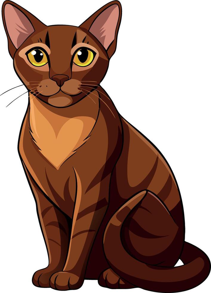 A cat with a yellow face is sitting on a white background vector