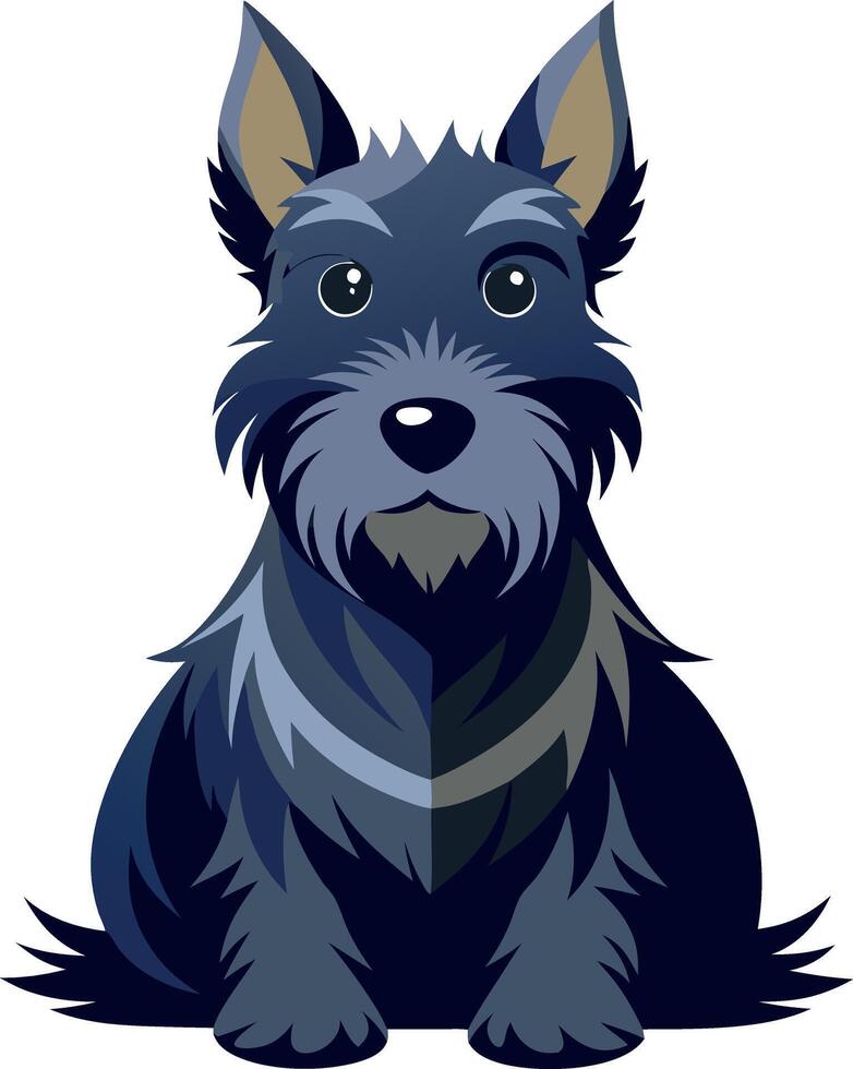 A cartoon dog with a black and white fur vector