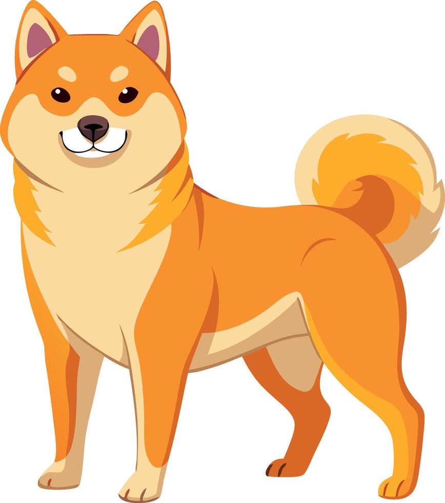 A cute dog with a fluffy tail and a big smile on its face vector