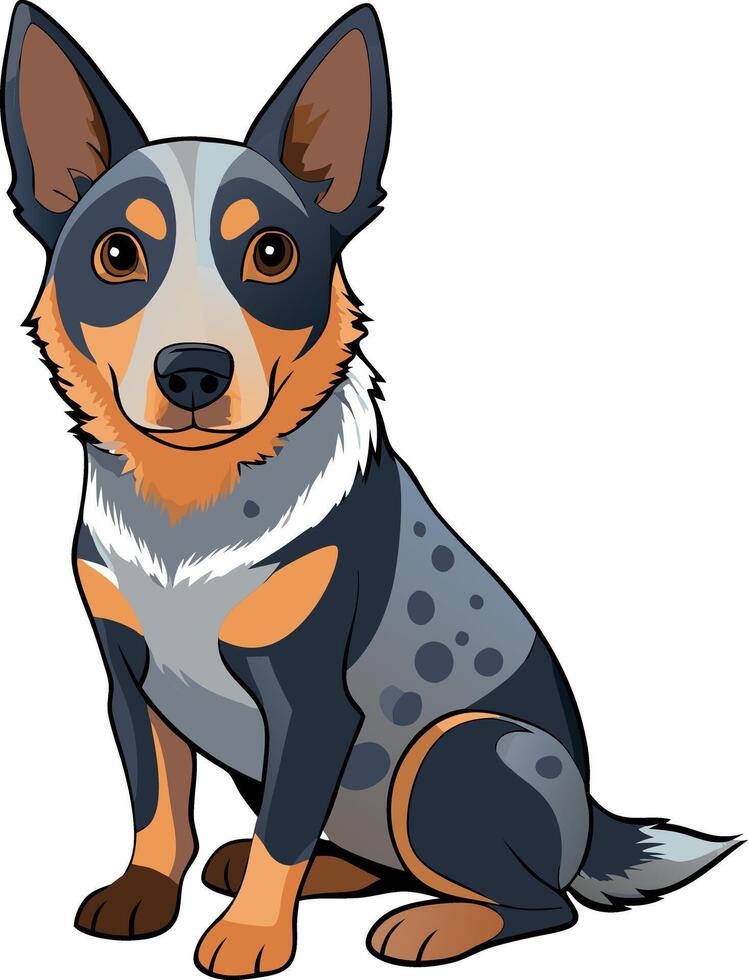 A dog with a black and brown coat sits on a white background vector