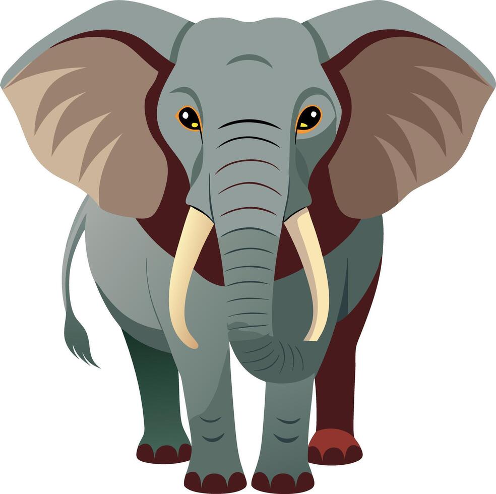 A cartoon elephant with a big trunk and tusks vector
