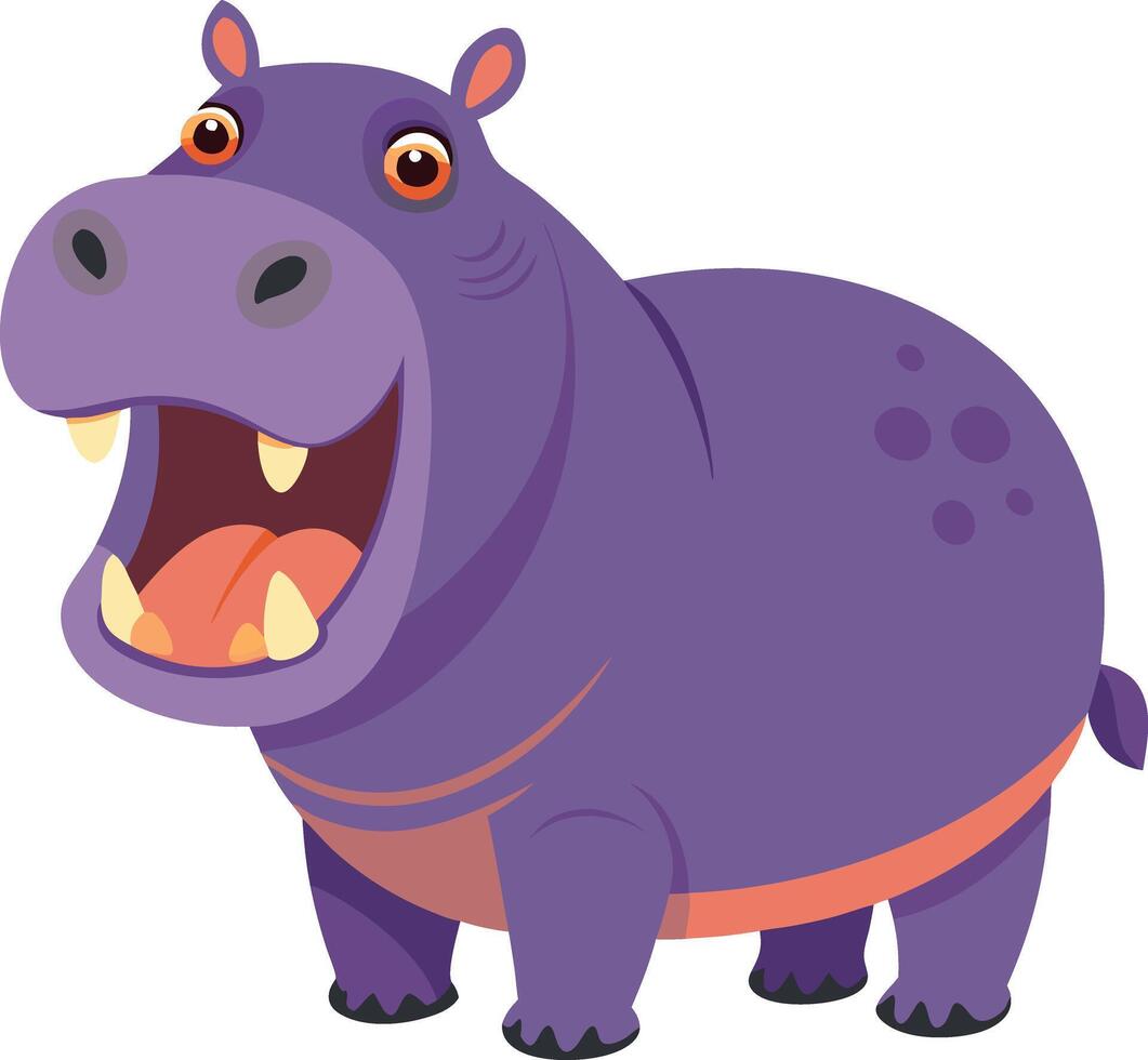 A cartoon hippo with a big smile on its face vector