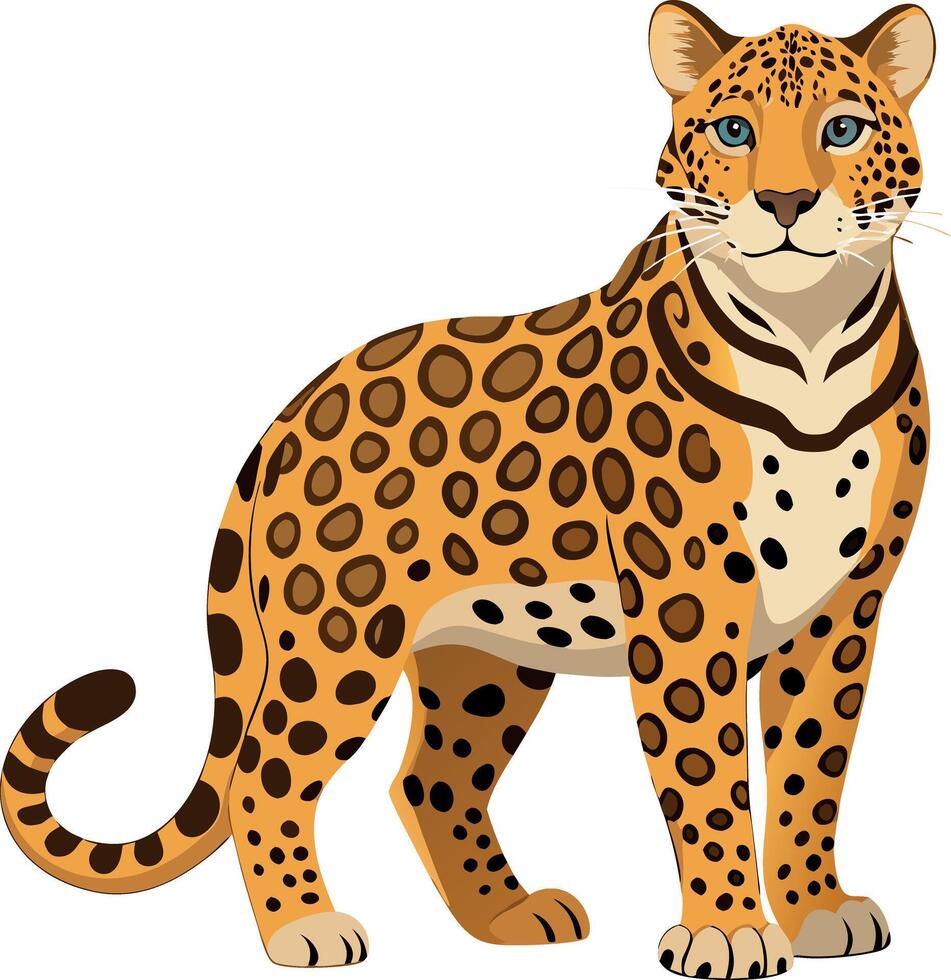 A cartoon cat with a blue eye stands on a white background vector