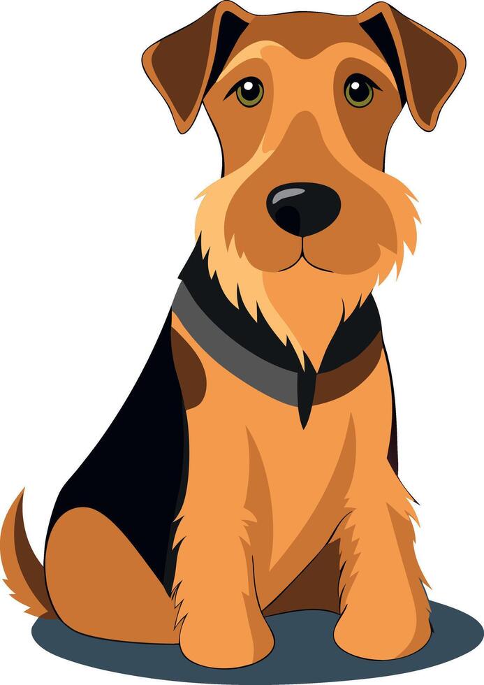 A dog with a black nose and brown eyes sits on a white background vector