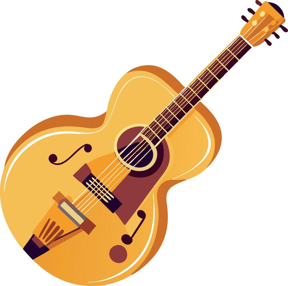 A yellow guitar with a white background vector