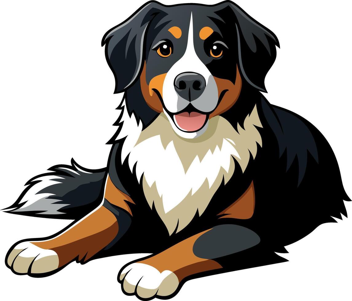 A dog is laying down on a white background vector