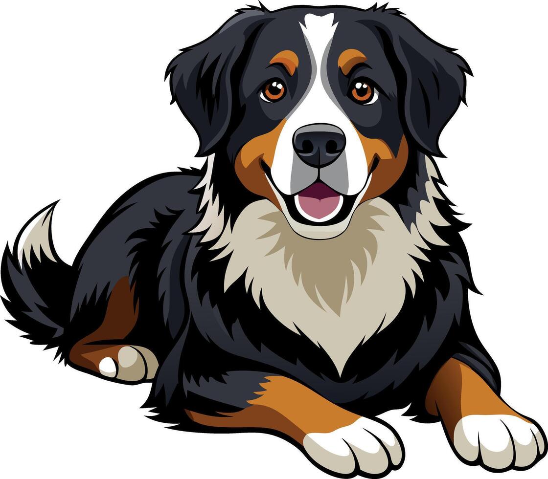 A dog is laying down on a white background vector