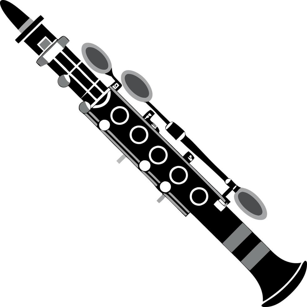 A black and white image of a clarinet vector