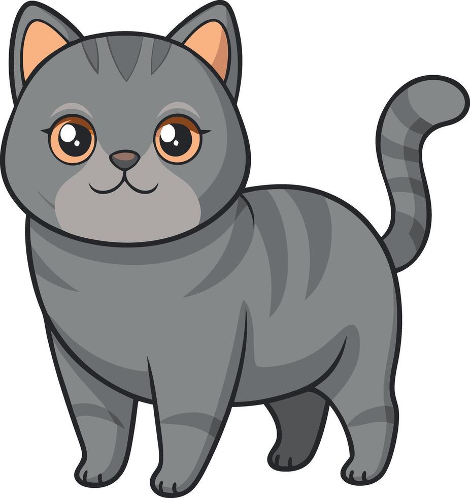 A cartoon cat with a cute face and a striped body vector