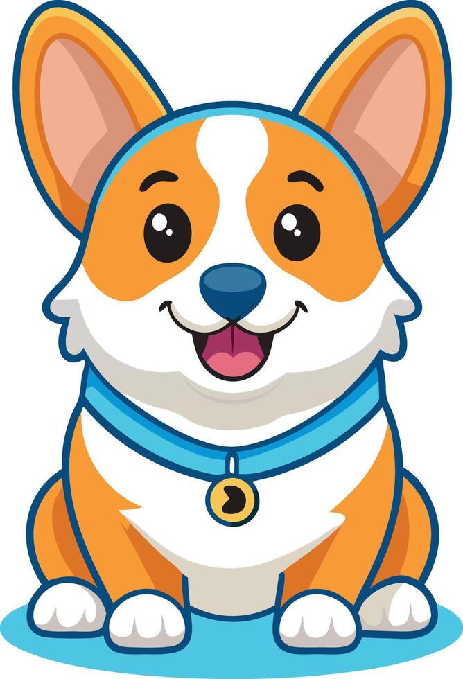 A cartoon dog with a blue collar is smiling and looking at the camera vector