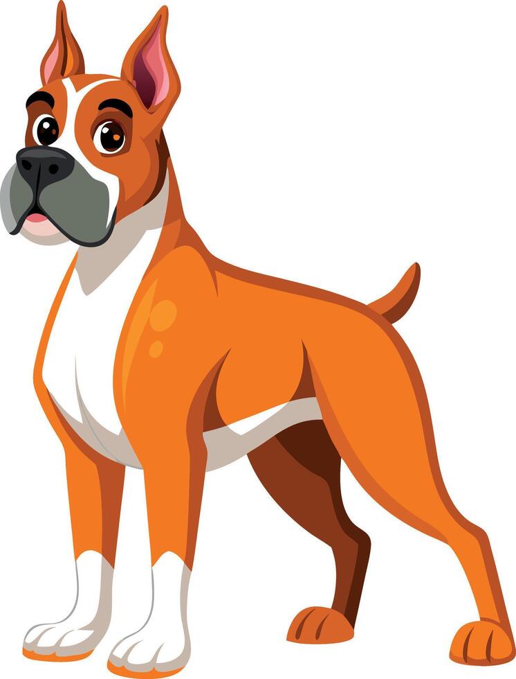 A cartoon dog with a white and brown coat stands in front of a white background vector