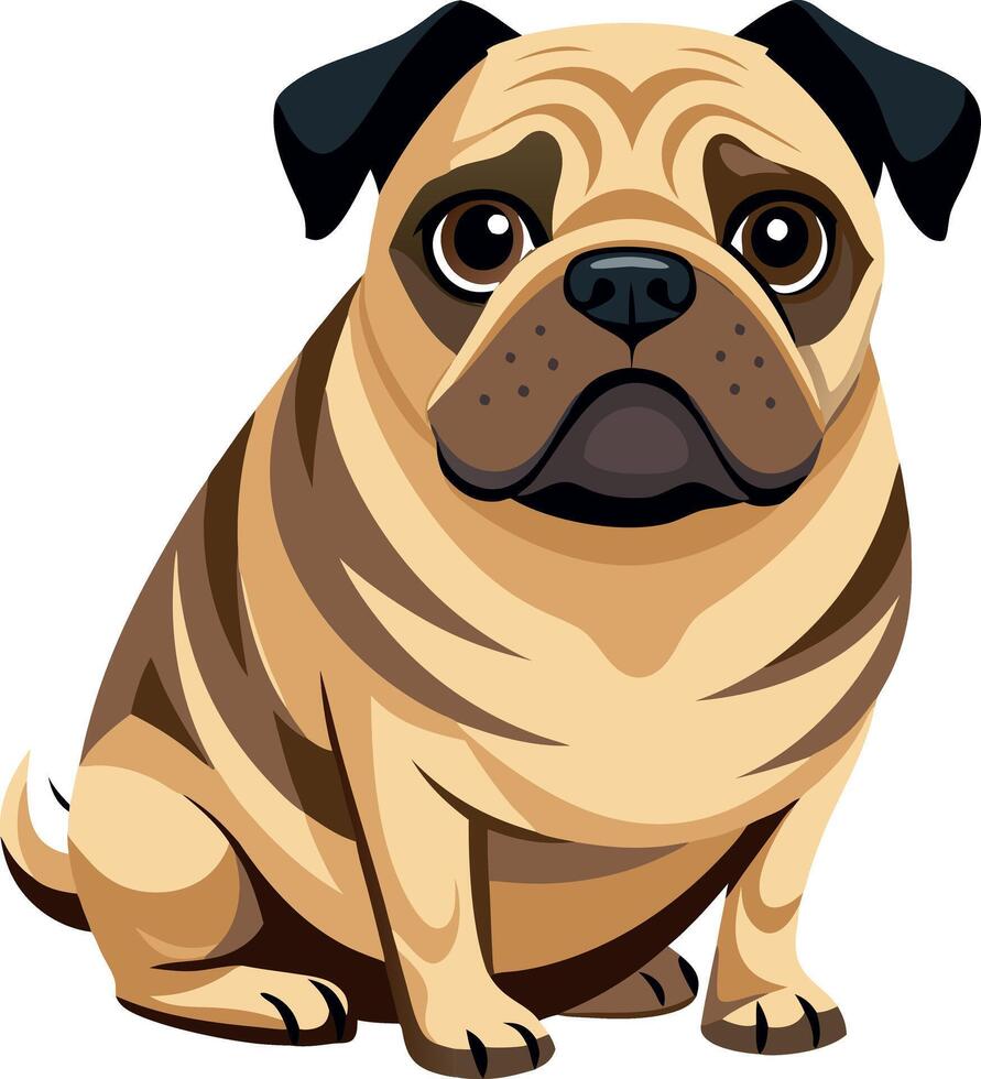 A cartoon dog with a black nose and brown fur is sitting on a white background vector