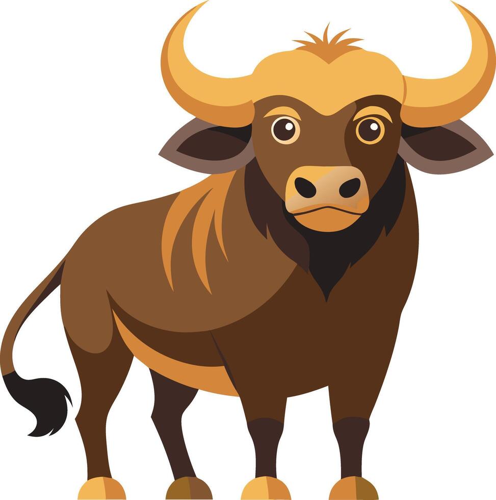 A cartoon bull with a big horn and a yellow spot on its head vector