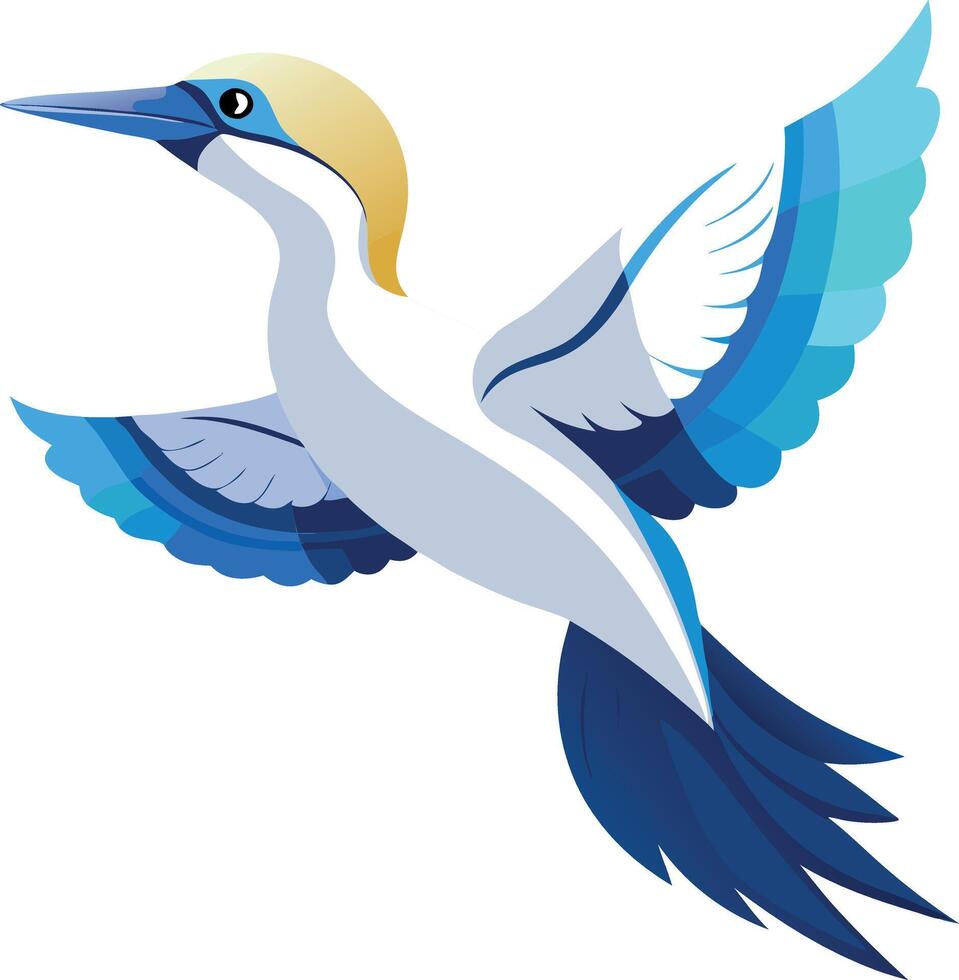 A bird with a blue and white head and blue and white wings vector