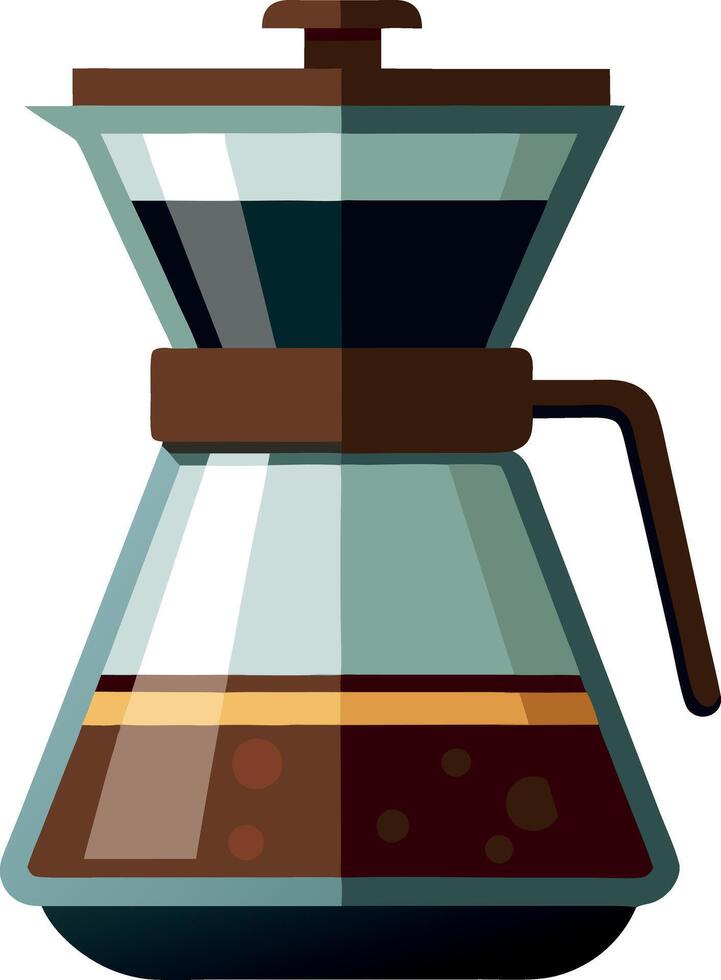 A coffee pot with a handle and a glass lid vector