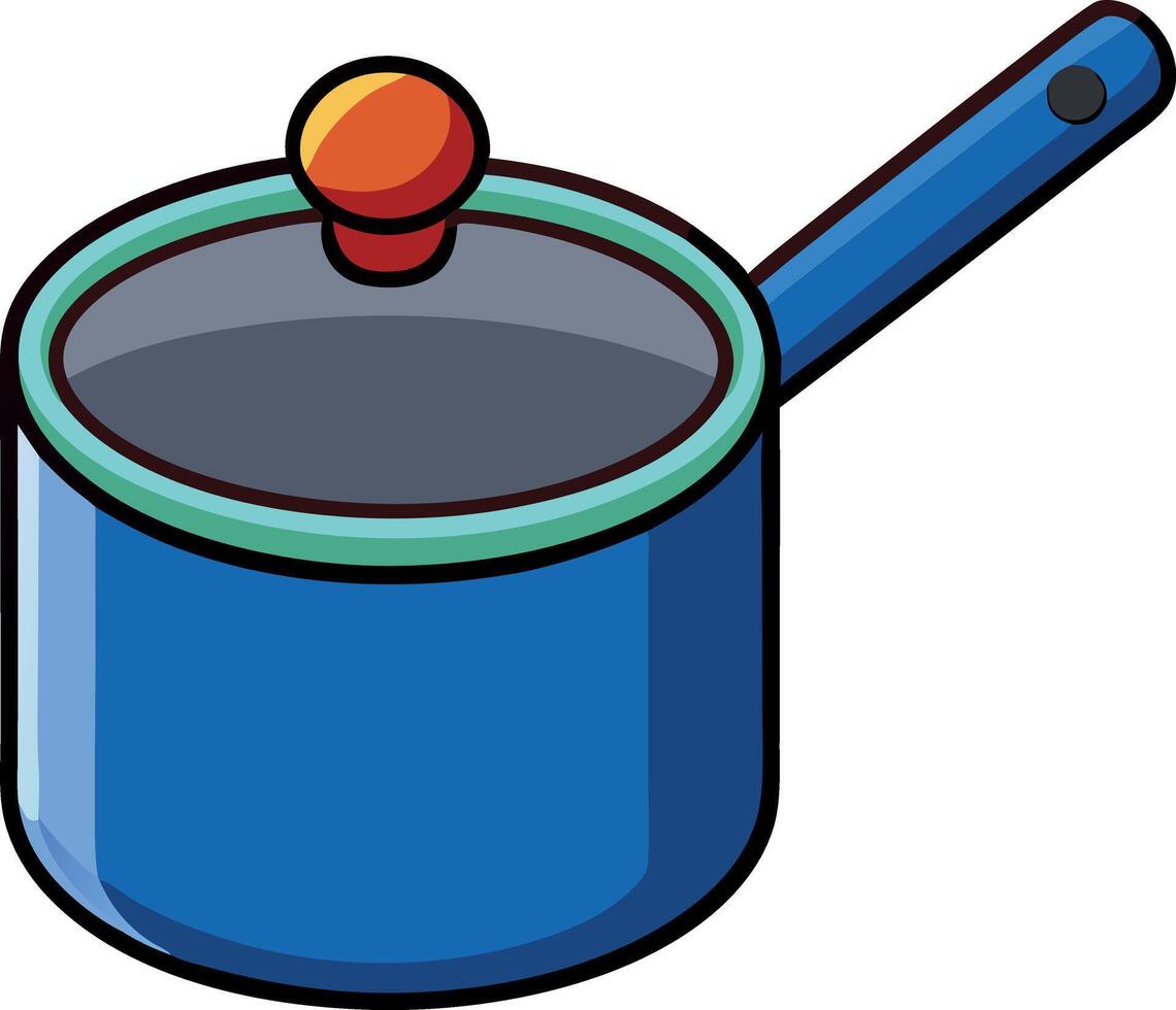 A blue pot with a red lid vector