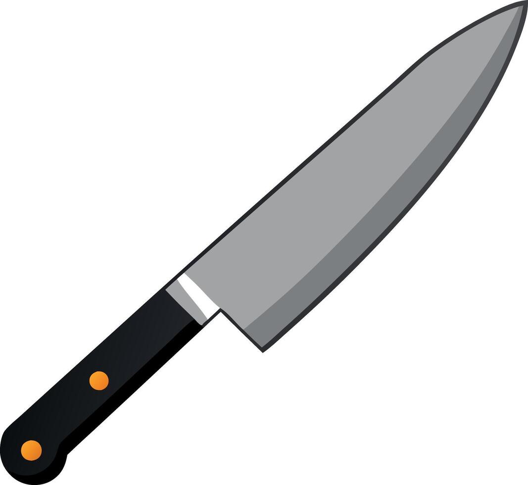 A silver knife with a black handle vector
