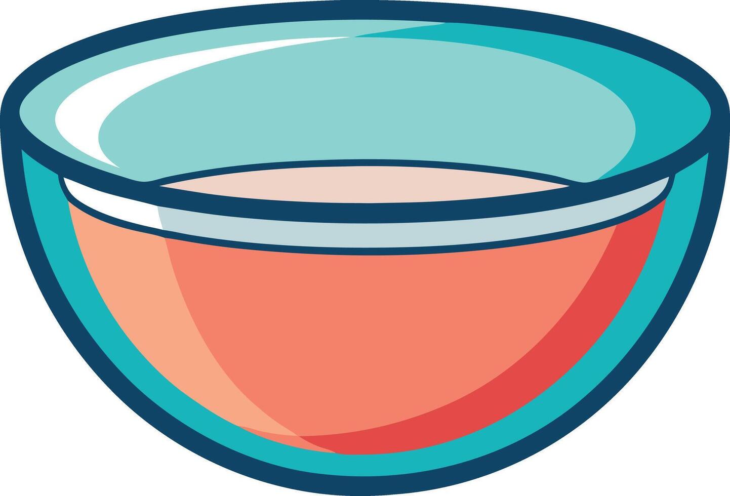 A bowl with a blue rim and a red base vector