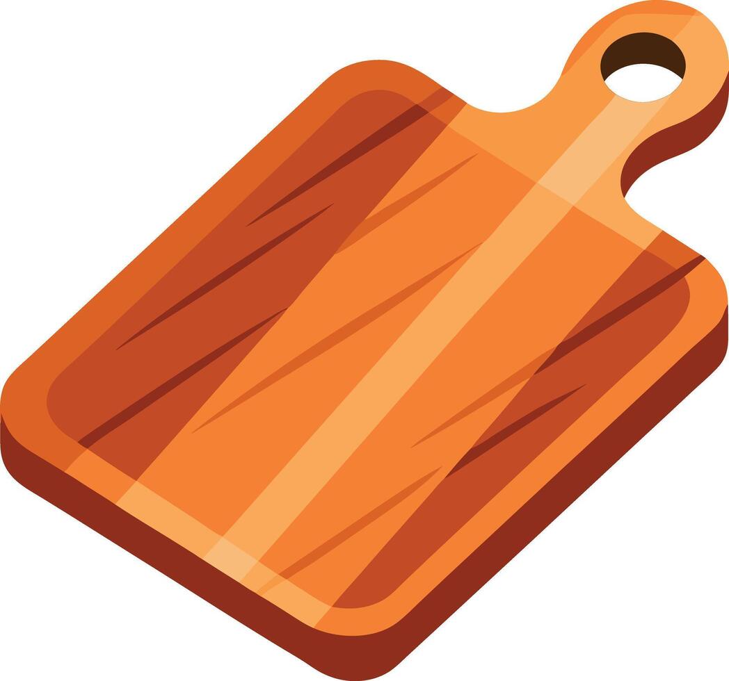 A wooden cutting board with a handle vector