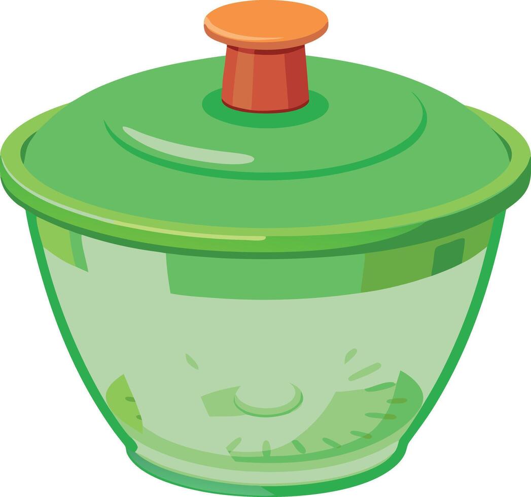 A green container with a red lid and a white clock on the side vector