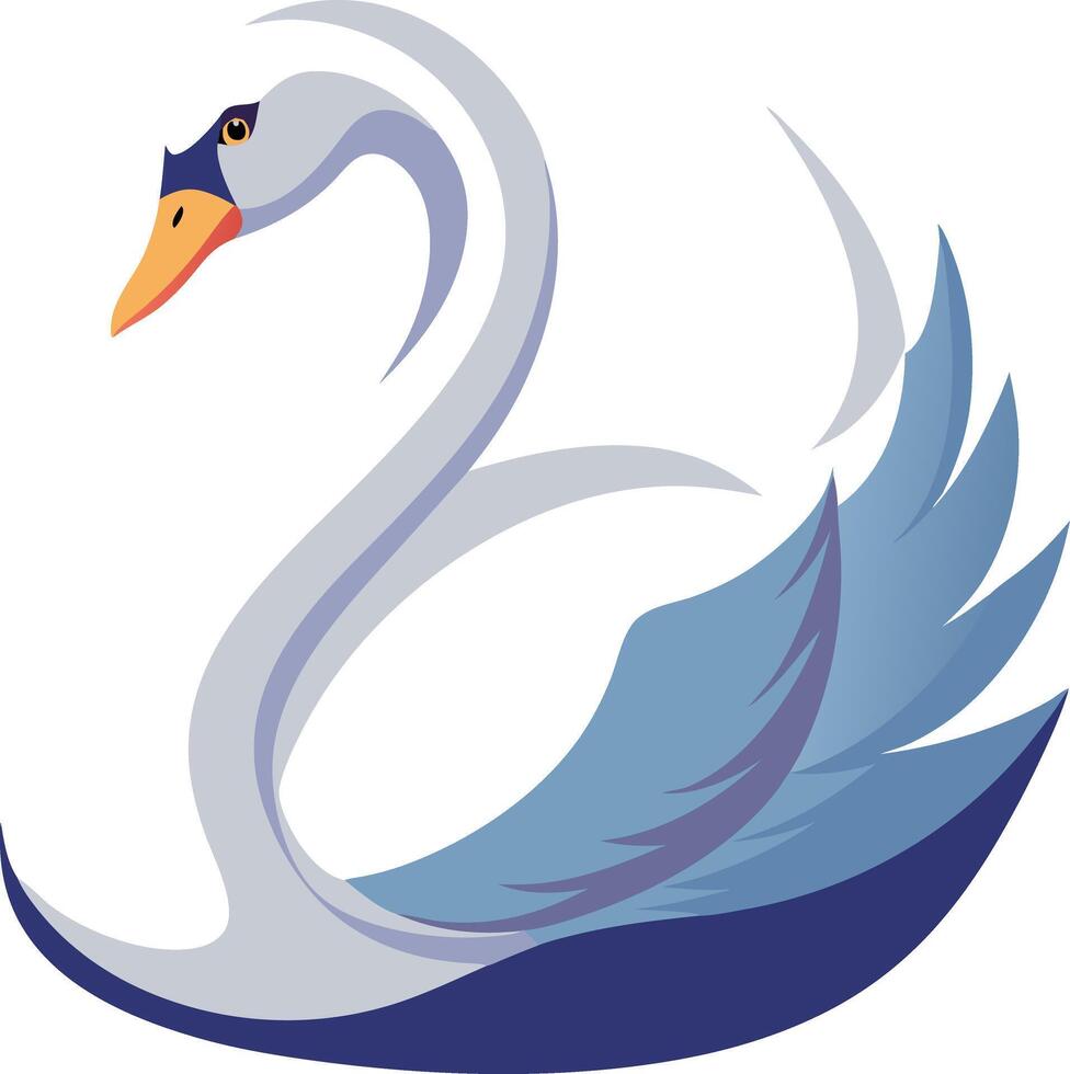 A swan with a blue wing and a yellow beak vector