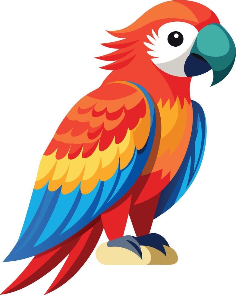A colorful parrot is perched on a rock vector