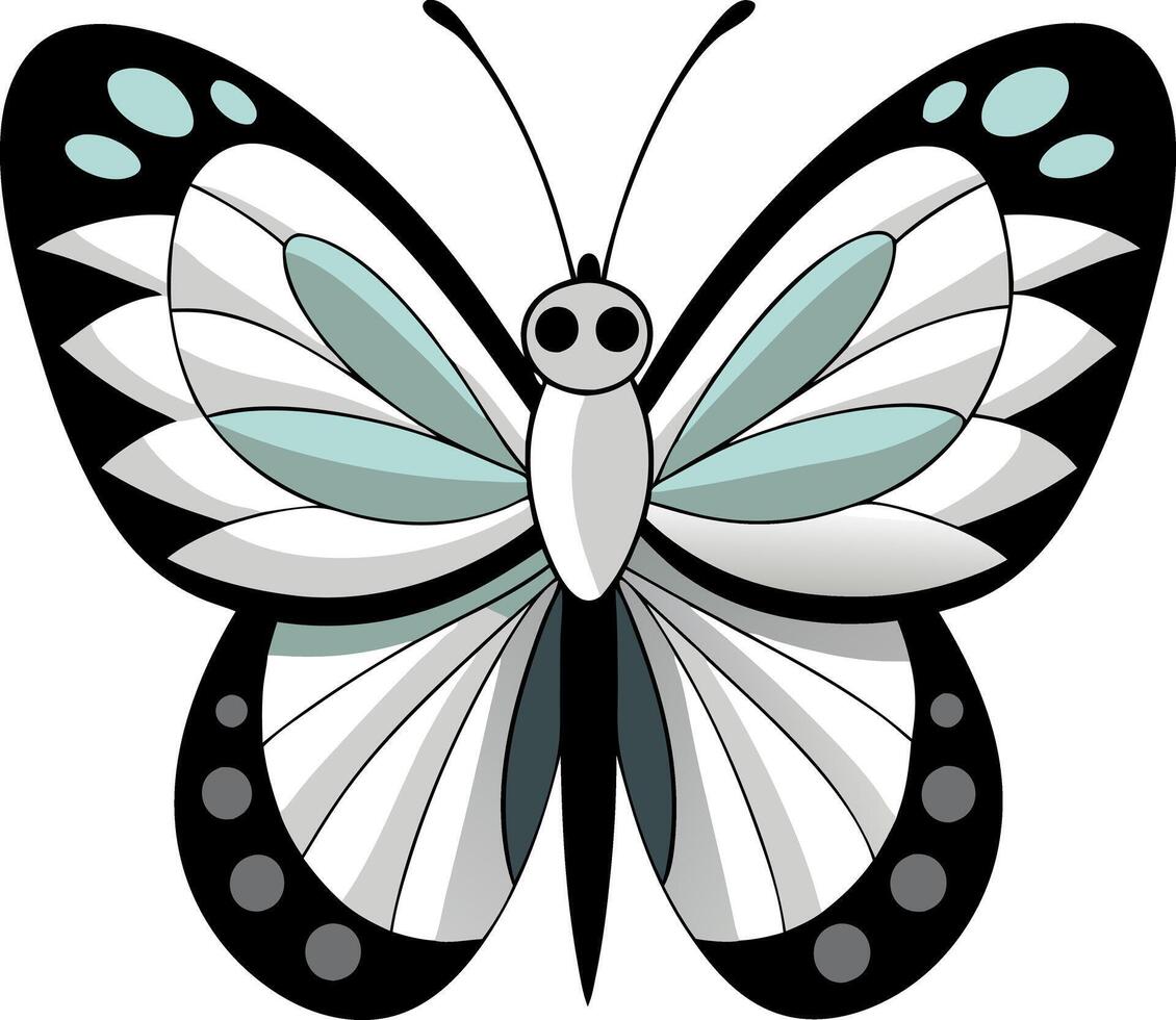 A butterfly with black and white wings vector