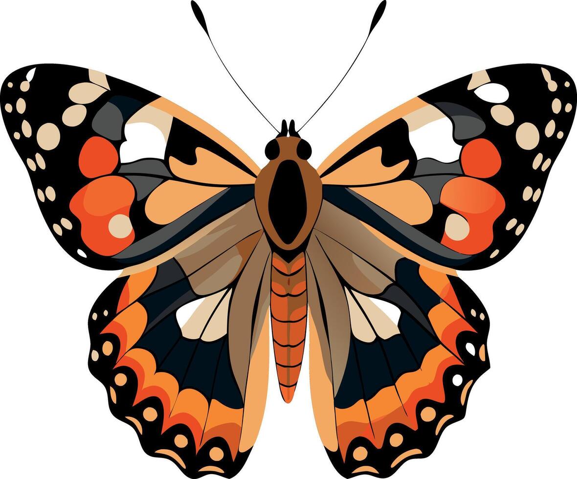 A butterfly with orange and black wings vector