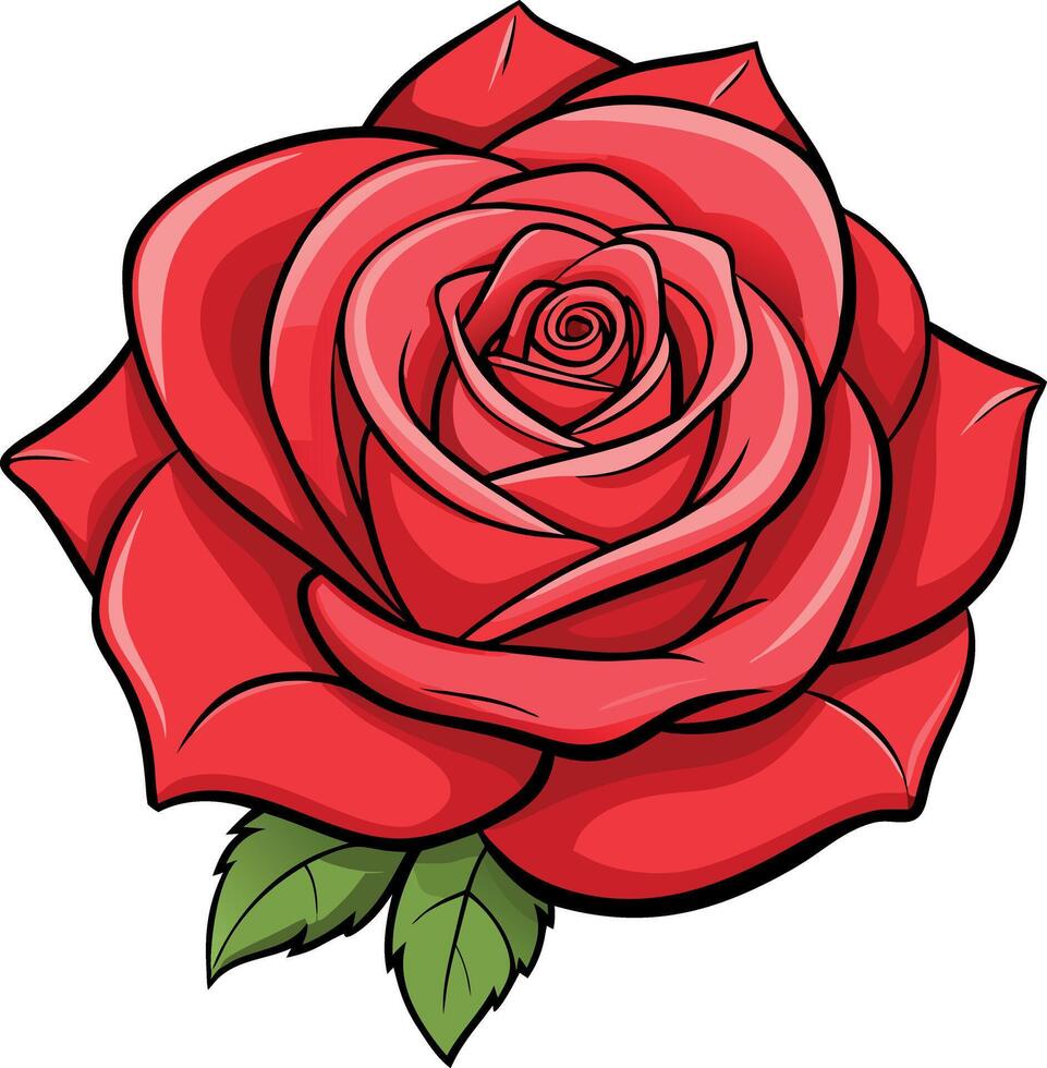 A red rose with a green stem vector