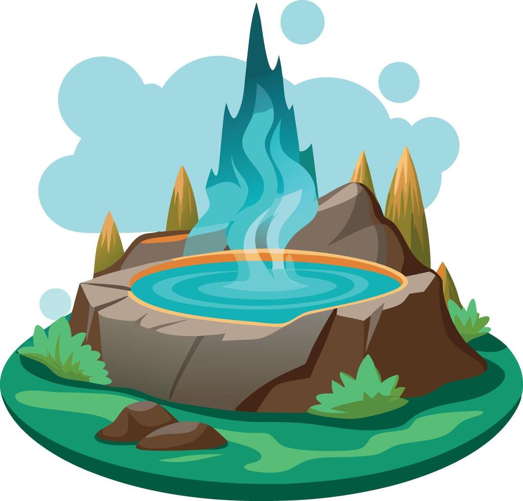 A mountain with a large body of water and a volcano in the background vector