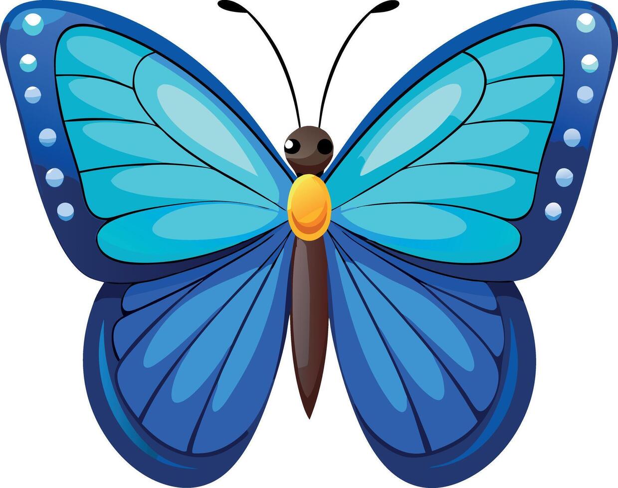 A blue butterfly with a yellow spot on its head vector