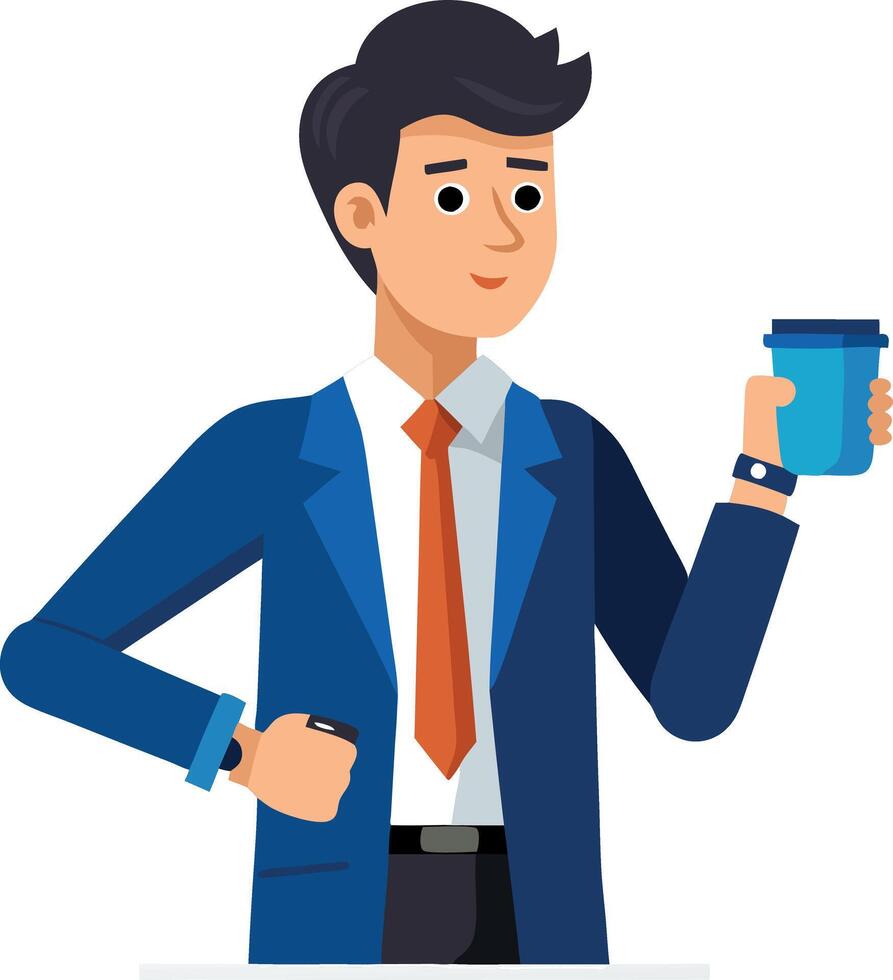 A man in a suit holding a cup of coffee vector