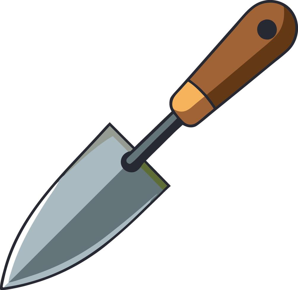 A silver trowel with a wooden handle vector