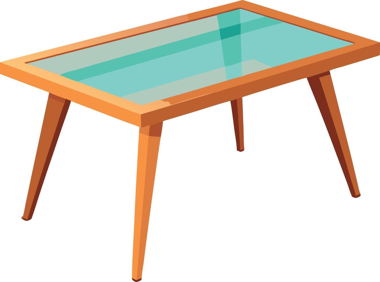 A wooden table with a glass top vector