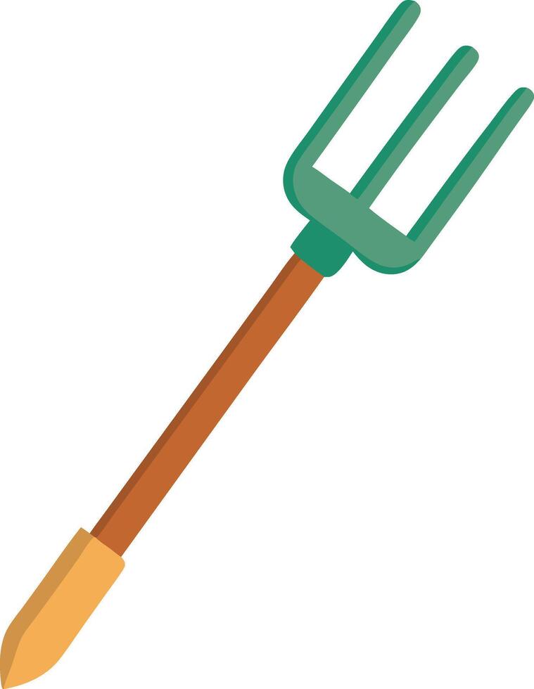 A green and wooden fork with a yellow tip vector