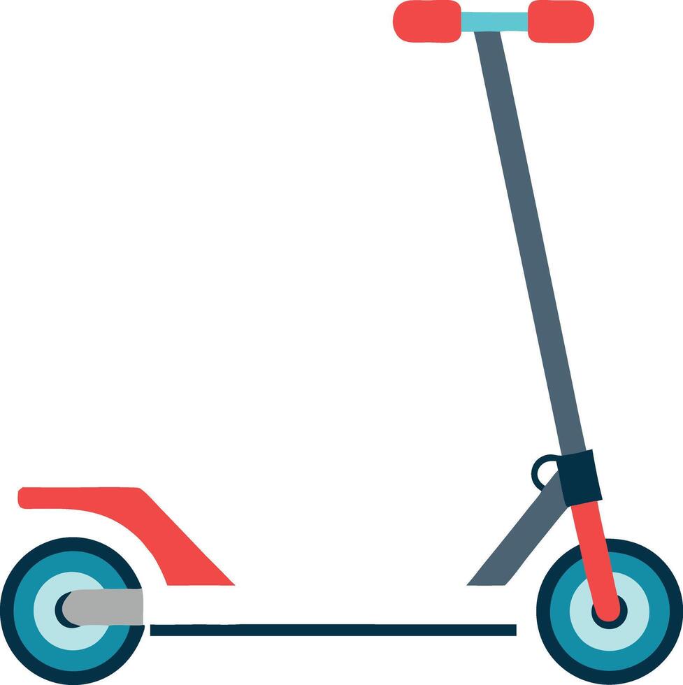 A red and blue scooter with a blue wheel vector