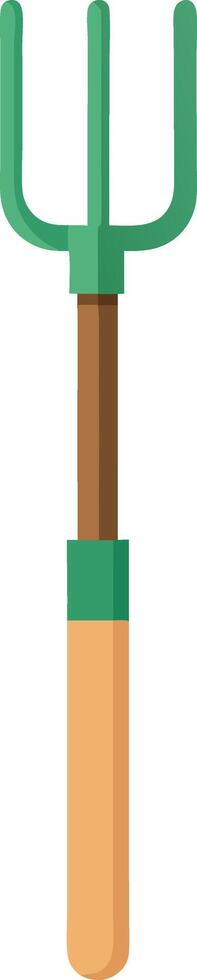 A green and yellow tool with a wooden handle vector