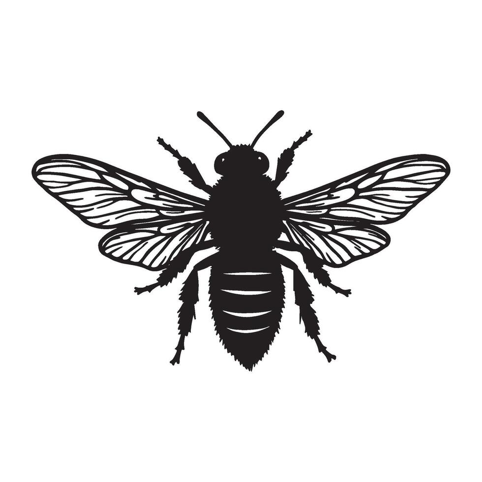 Honey Bee silhouette, Illustration of Bee Silhouette Art vector