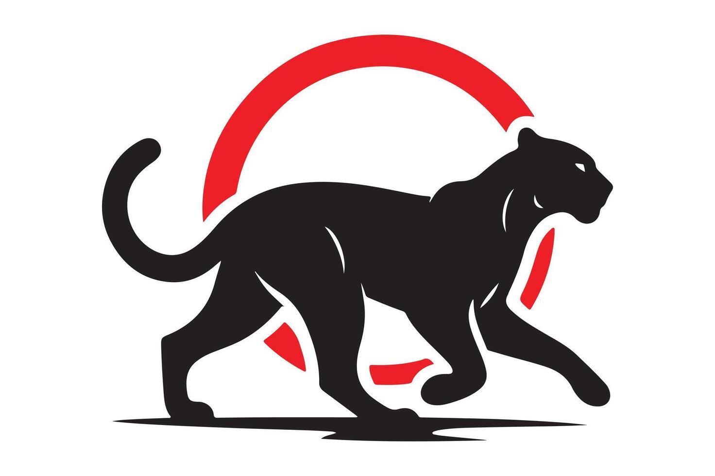 Wild Black Panther Animal Silhouette Art vector