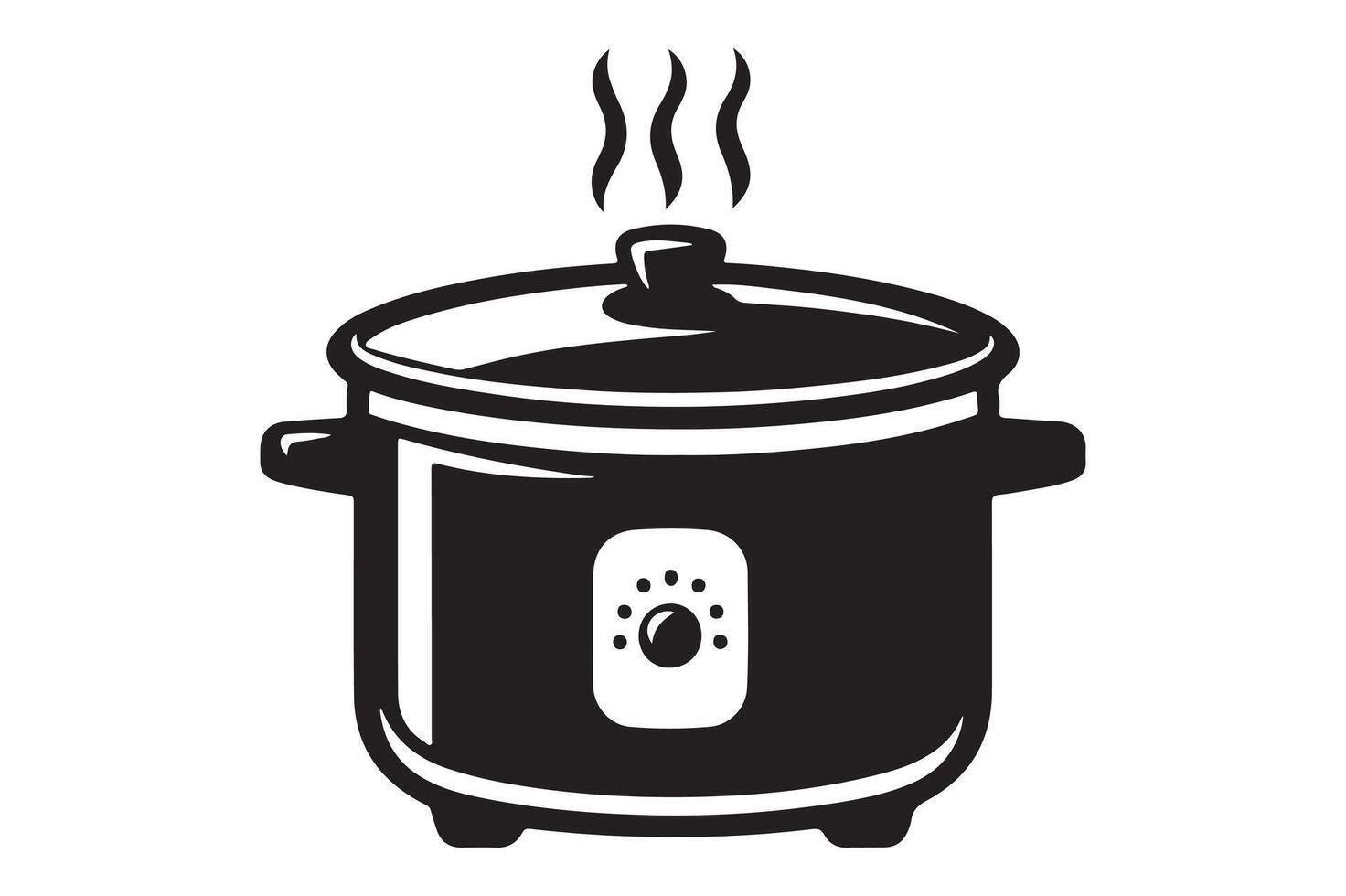 Rice Cooker Appliance Icon in Silhouette vector