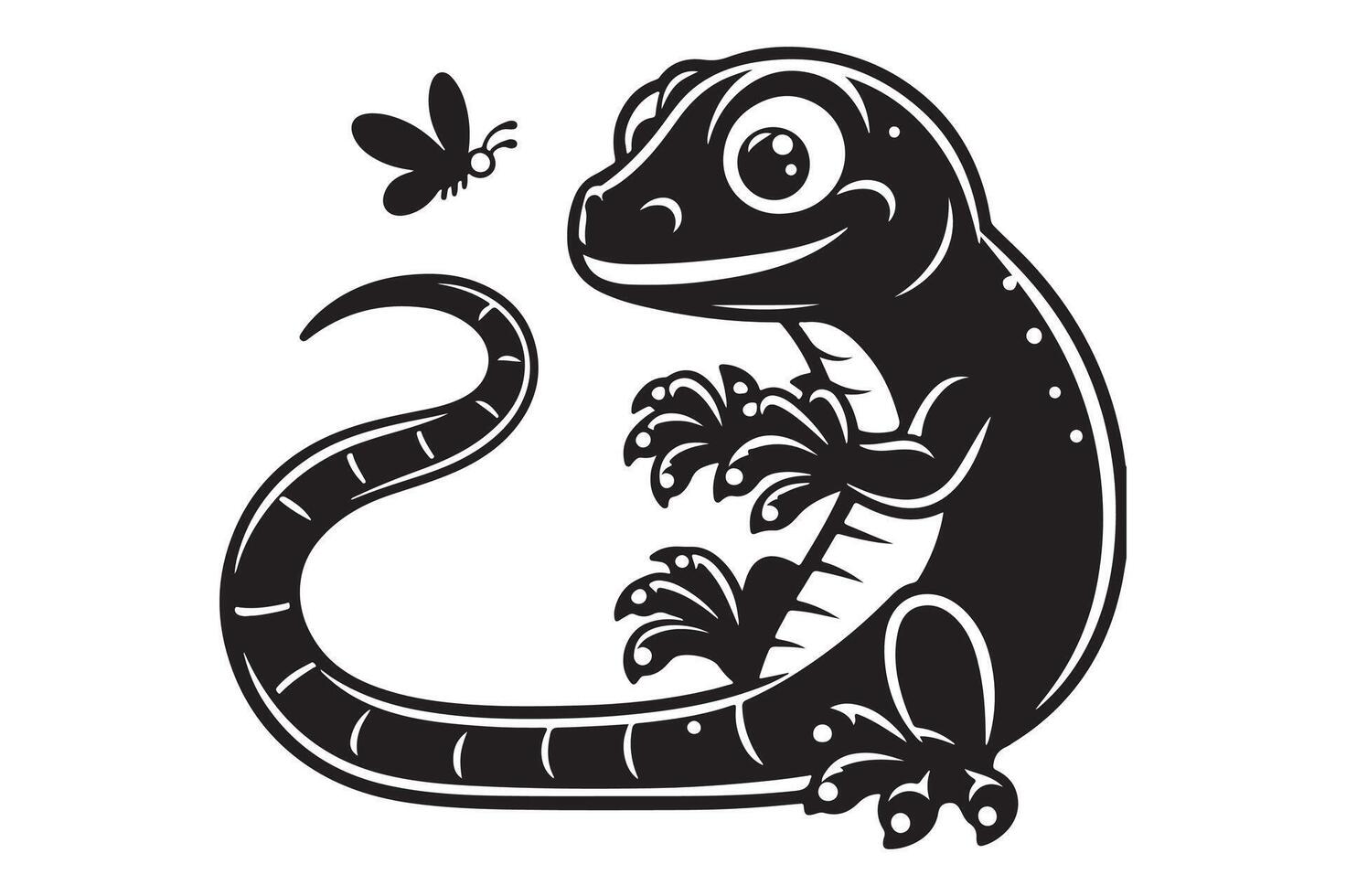 Lizard Silhouette Graphic on White Background vector