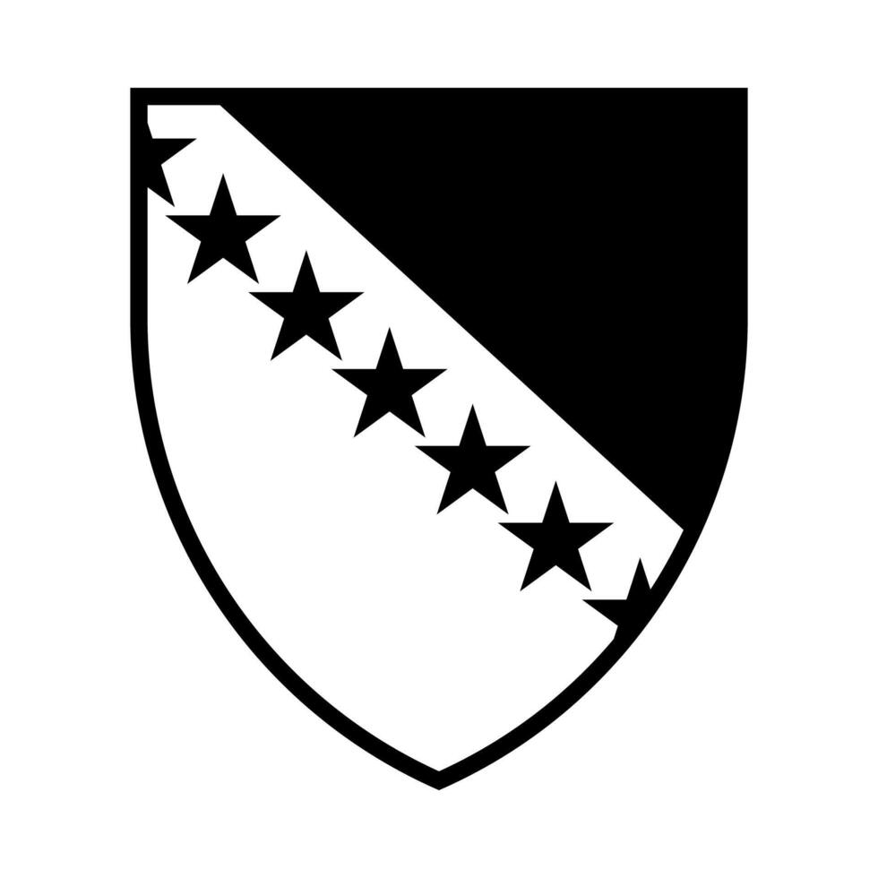 Bosnia National Emblem Black and White Coat of Arms vector