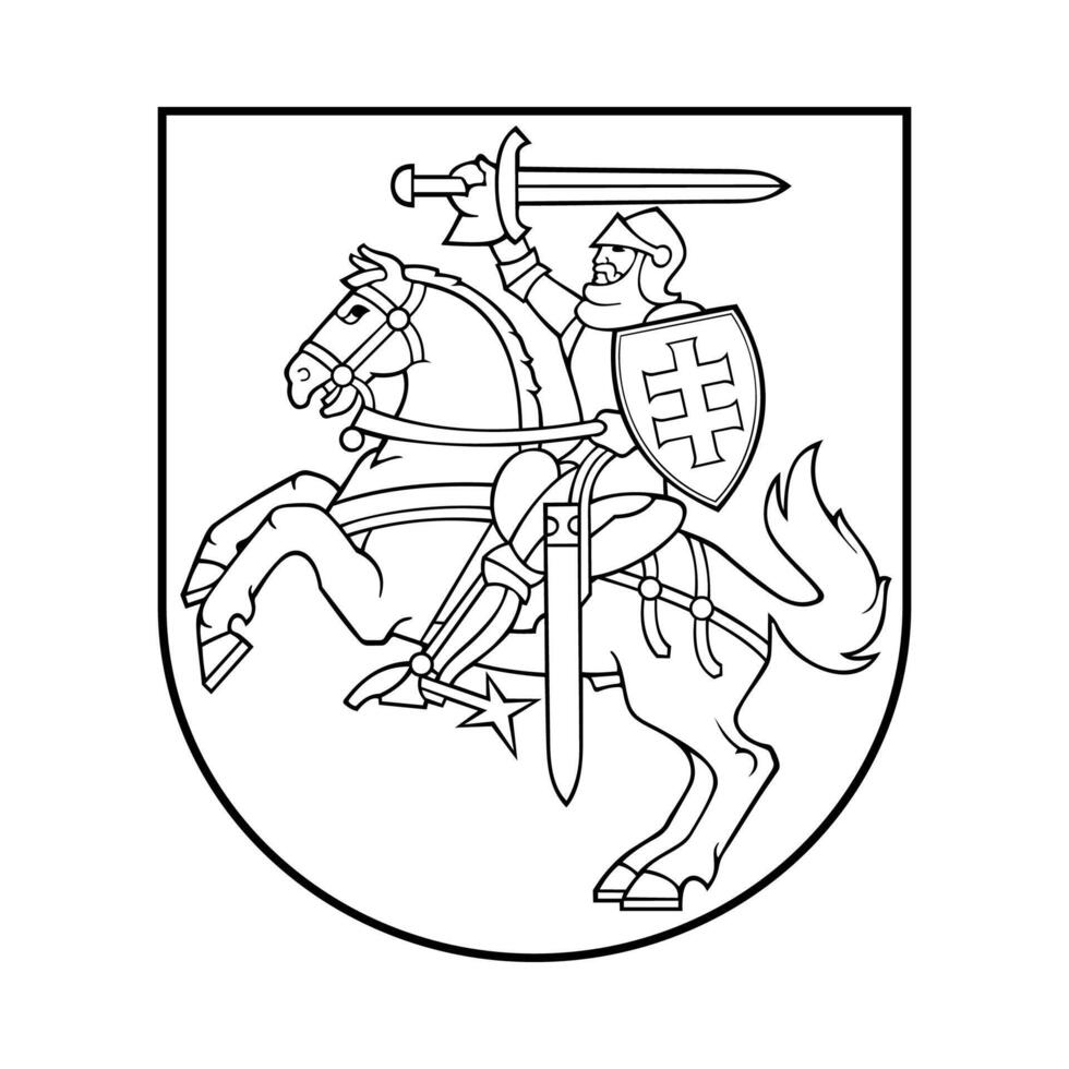 National Emblem of Lithuania, Black and White Coat of Arms vector
