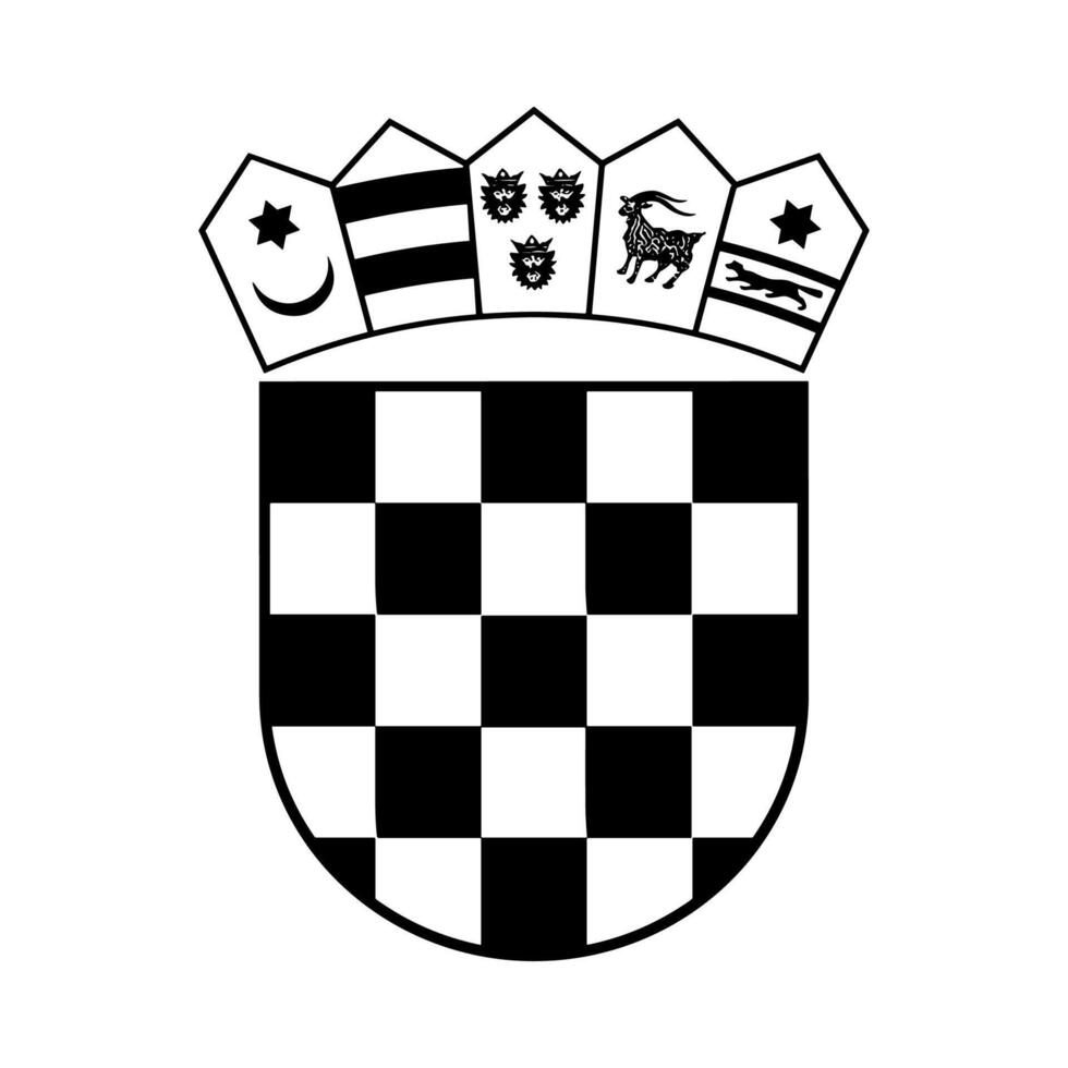National Emblem of Croatia Black and White Coat of Arms vector