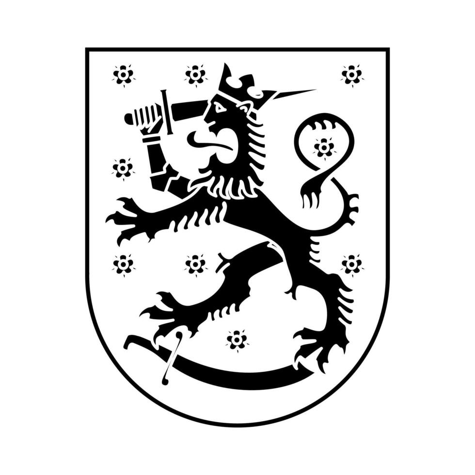 National Emblem of Finland Black and White Coat of Arms vector